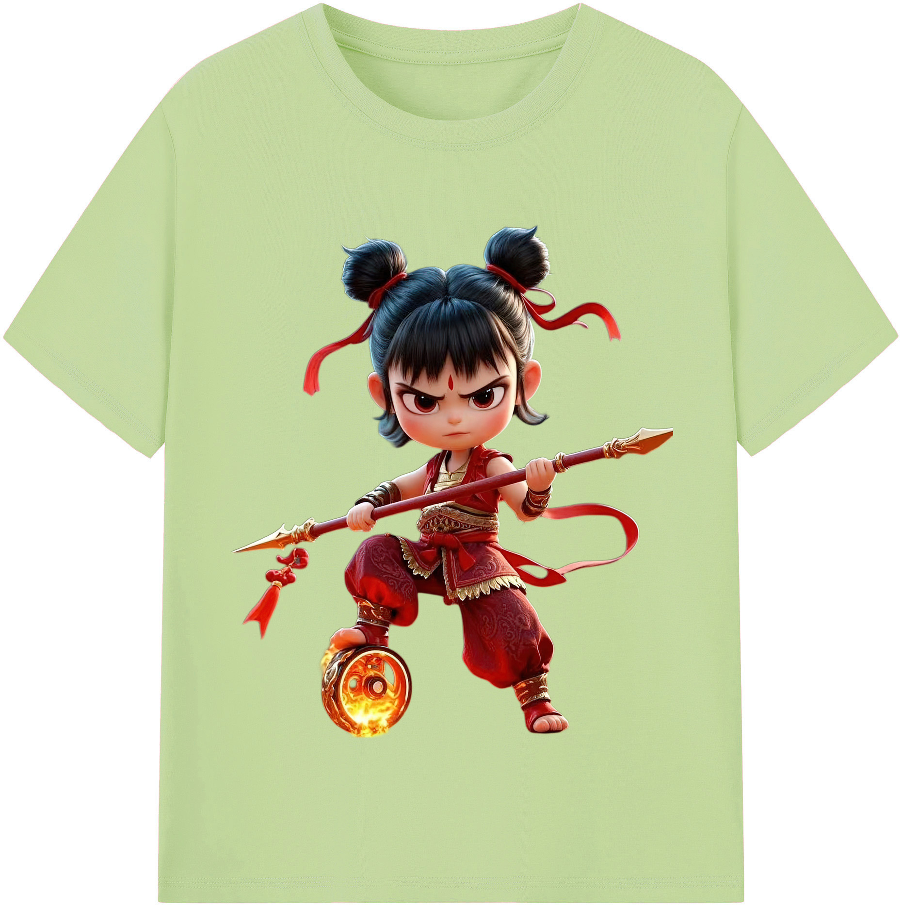 （画像用） Ne Zha 2 ナタ 魔童の大暴れ 綿100％半袖Tシャツ（フロントプリント）